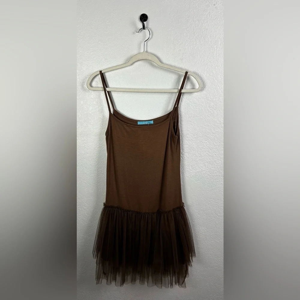 Whish Women’s Brown Mini Dress Sleeveless Sz S Feminine Skater Girl Party Casual